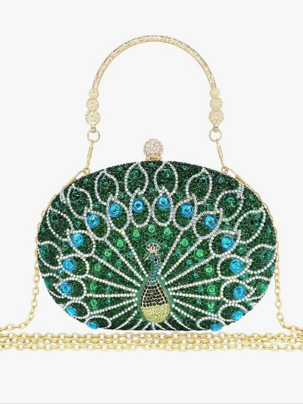 Green Jeweled Peacock Evening Clutch